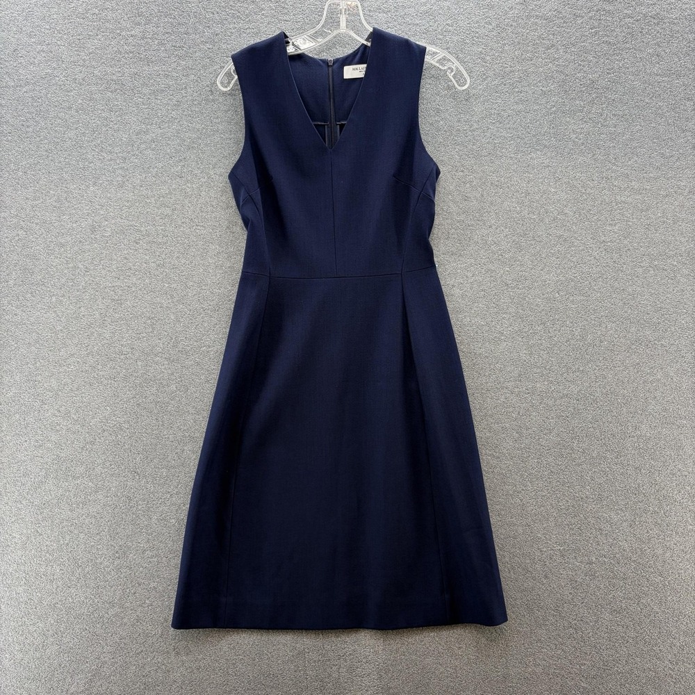 MM LaFleur Dress 4 Blue V Neck Sleeveless Fit Flare Knee Length Office Career
